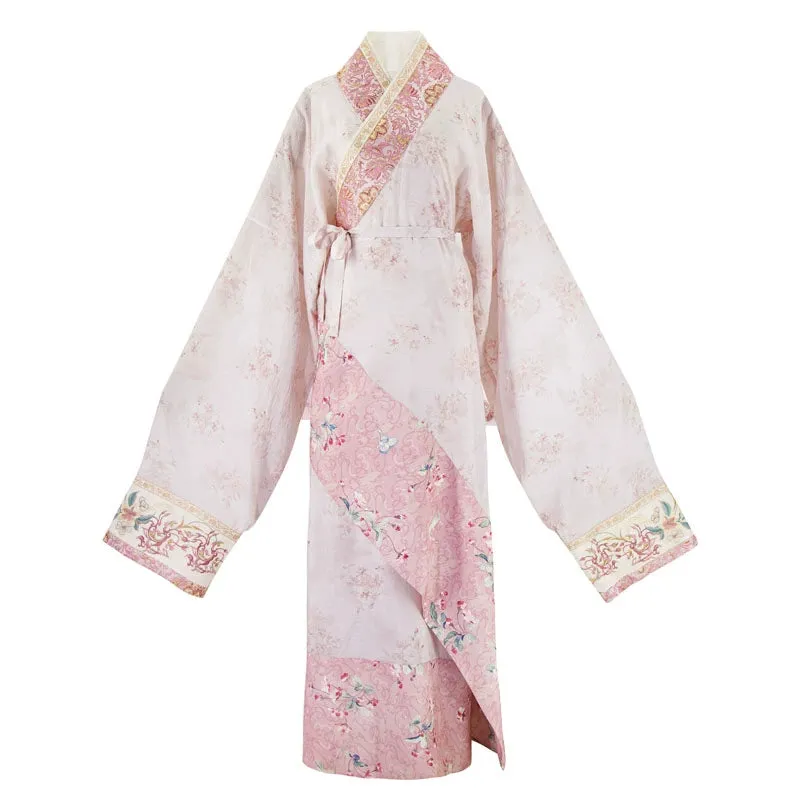 Han Dynasty Hanfu, Curved Hem Robe, Floral, Moon Spirit 月上灵川