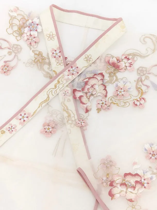 Han Dynasty Hanfu, Straight Hem Robe, Floral, Jade Blossoms 玉颜簪樱