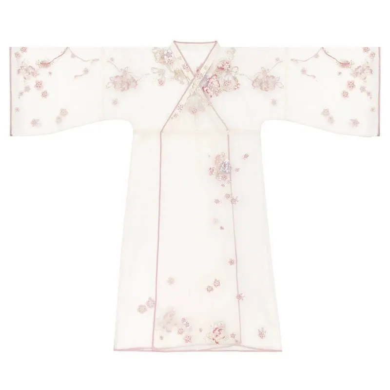 Han Dynasty Hanfu, Straight Hem Robe, Floral, Jade Blossoms 玉颜簪樱