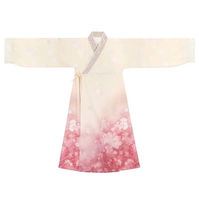 Han Dynasty Hanfu, Straight Hem Robe, Floral, Jade Blossoms 玉颜簪樱