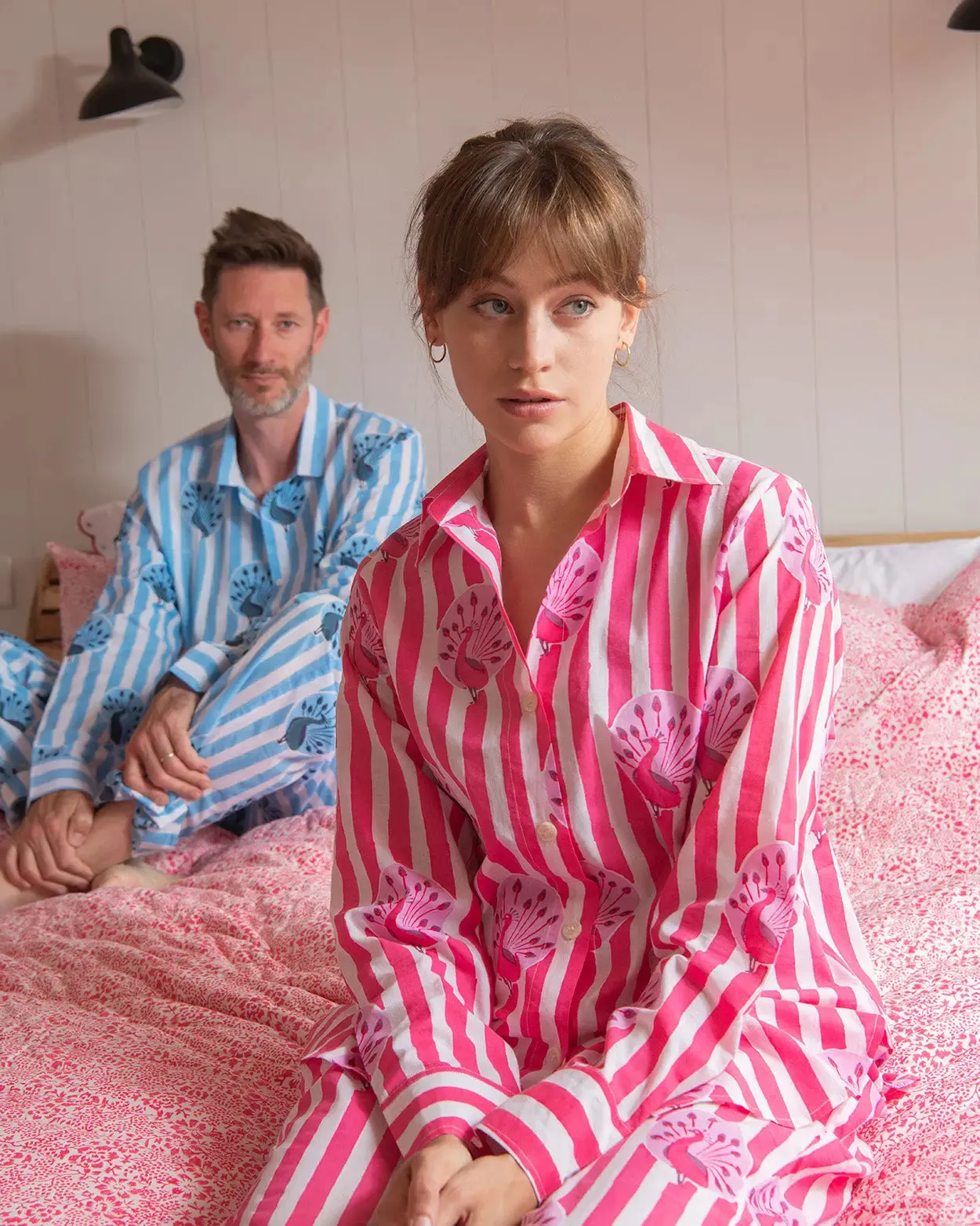 Hot Pink Peacock Women's Pyjama Trouser Set