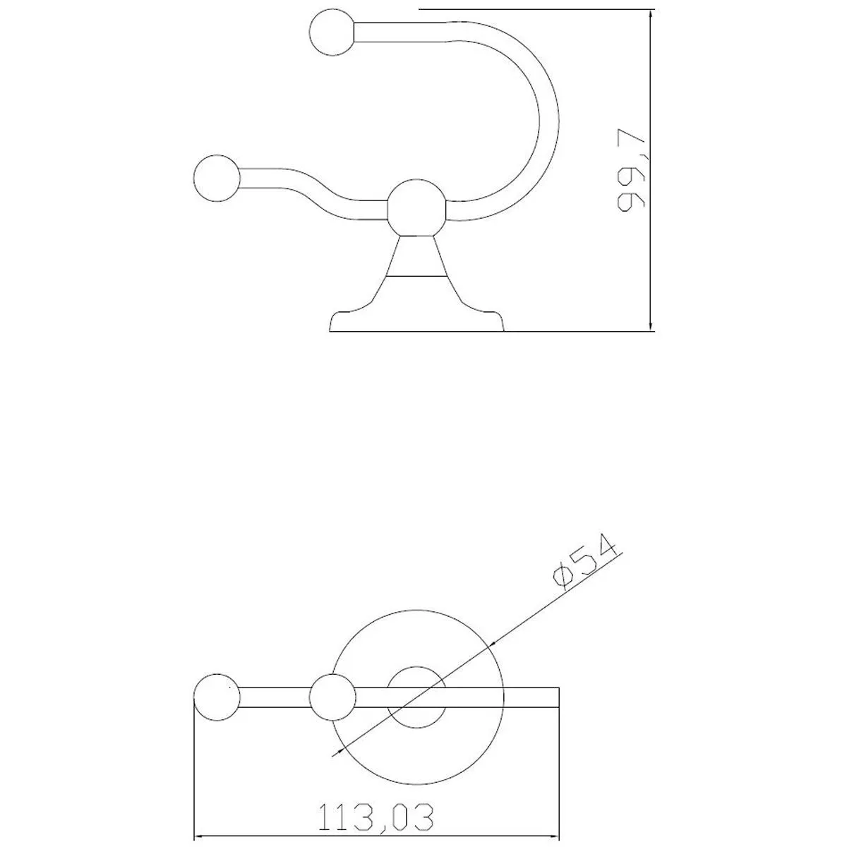 Hudson Reed Old London Double Robe Hook in Chrome