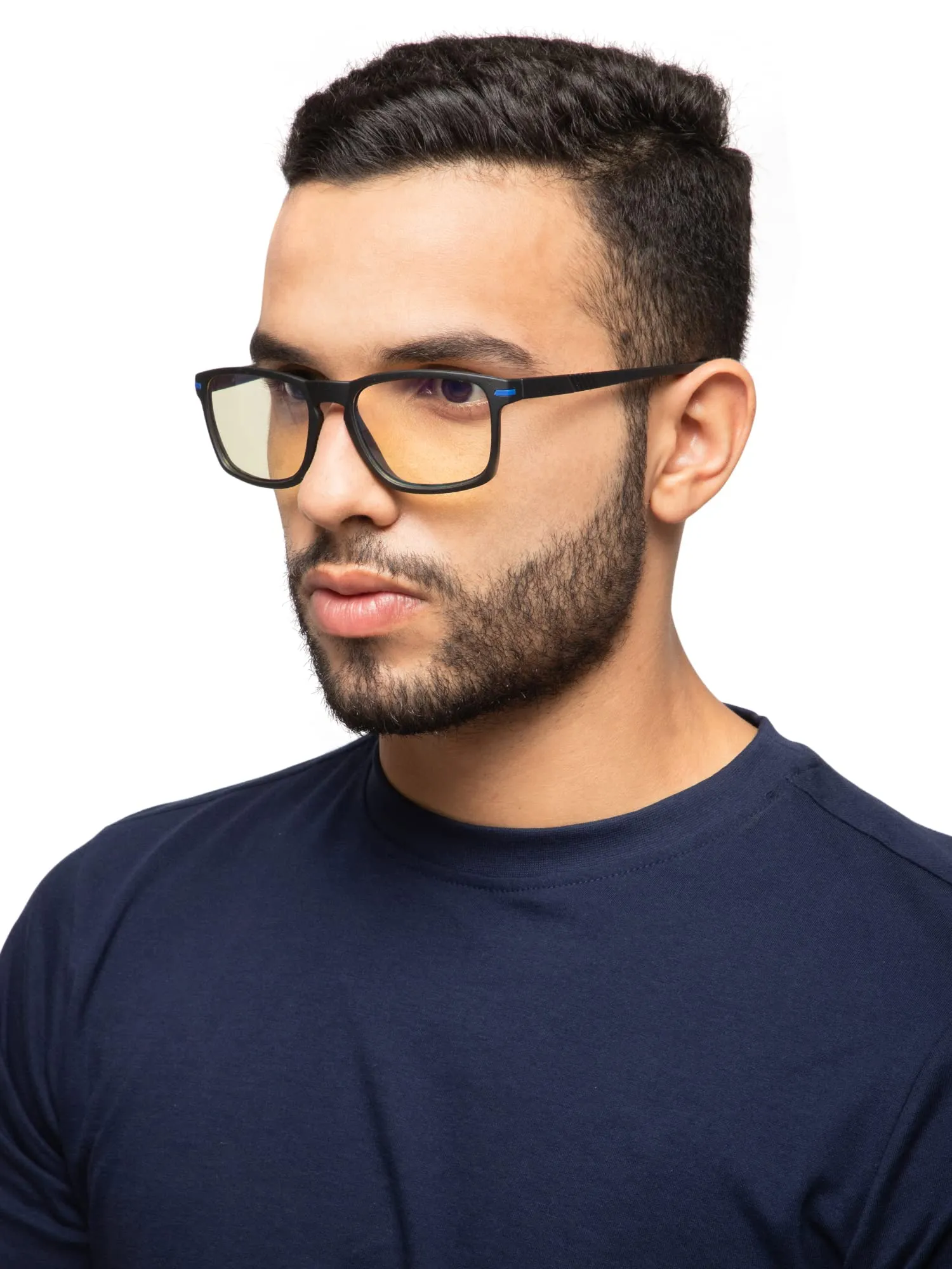 Intellilens | Zero Power Gaming Glasses | Blue Cut Computer Glasses | Anti Glare, Lightweight & Blocks Harmful Rays | UV Protection Specs | For Men & Women | Black | Square | Medium