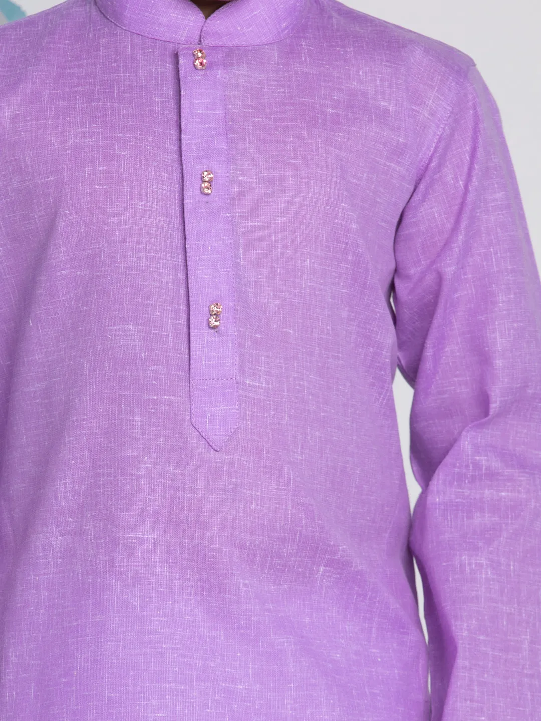 Jashvi Boys' Purple And White Kurta Pyjama Set