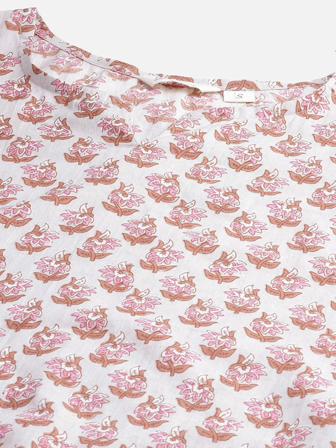 Jashvi  Floral Pink Motif Cotton Nightsuit