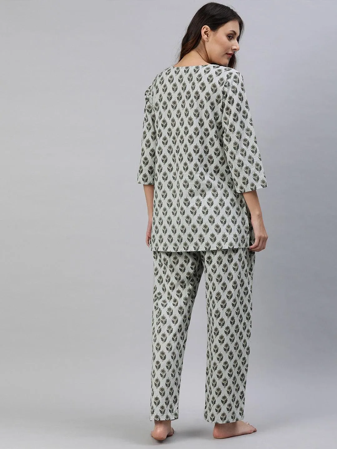 Jashvi Grey Color Cotton Loungewear/Nightwear