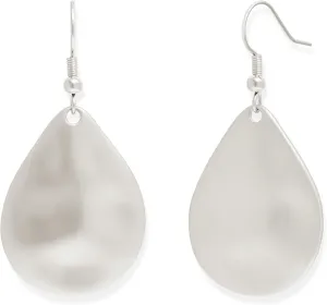 Jean Beau Teardrop Dangle Earrings for Women, Flat Oval Drop Dangling Earring Trendy Hypoallergenic Minimalist Jewelry Gift
