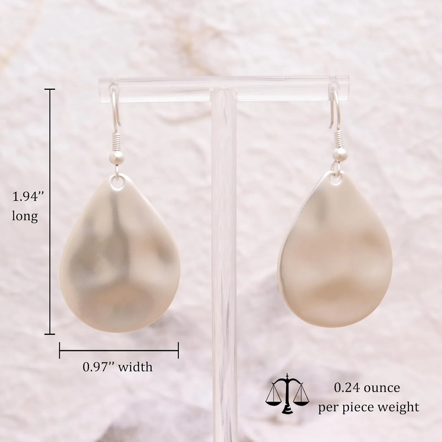 Jean Beau Teardrop Dangle Earrings for Women, Flat Oval Drop Dangling Earring Trendy Hypoallergenic Minimalist Jewelry Gift