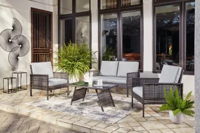 Lainey Outdoor Love/Chairs/Table Set (Set of 4)