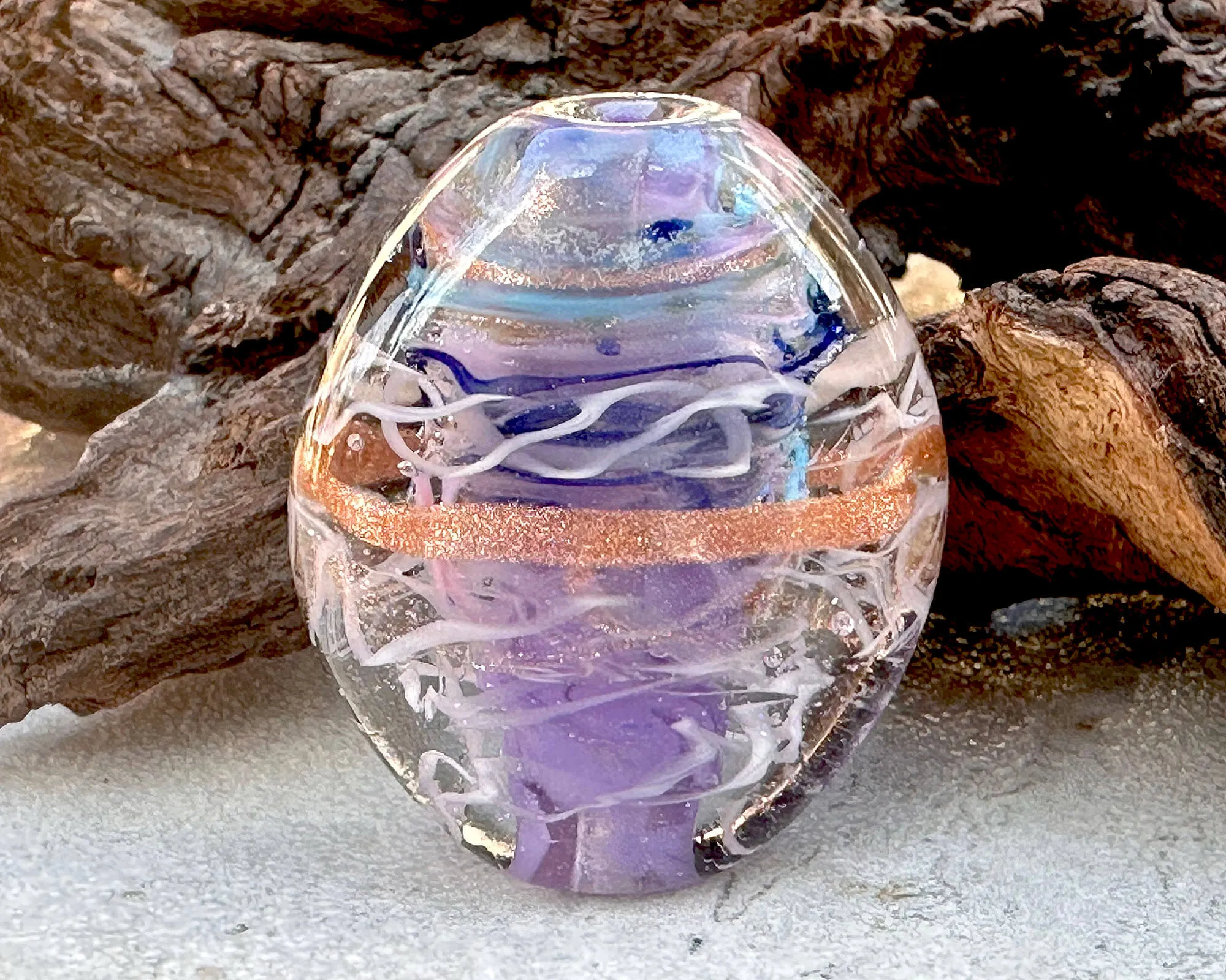 Lavender Purple Shimmer Lampwork Focal Bead SRA