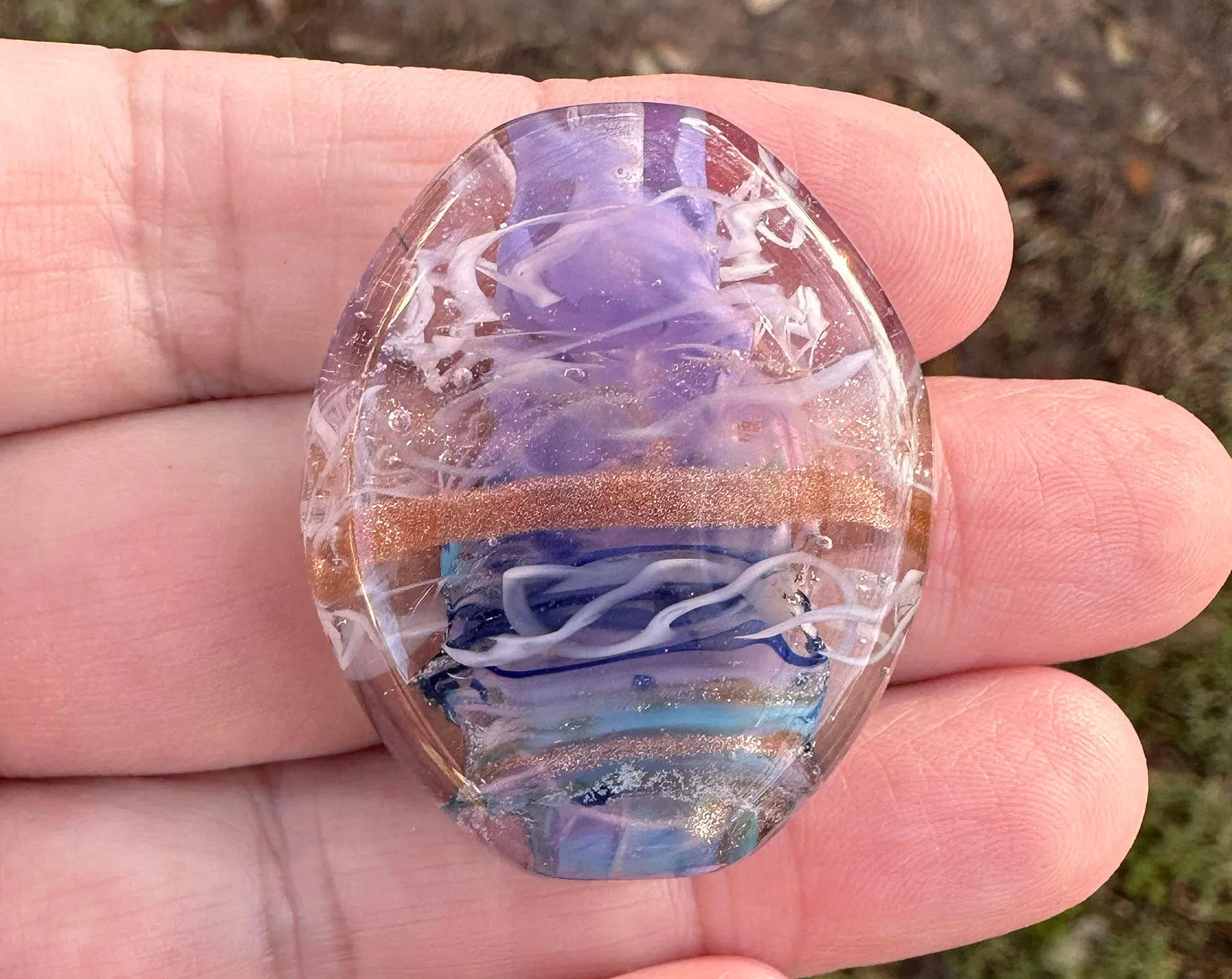 Lavender Purple Shimmer Lampwork Focal Bead SRA