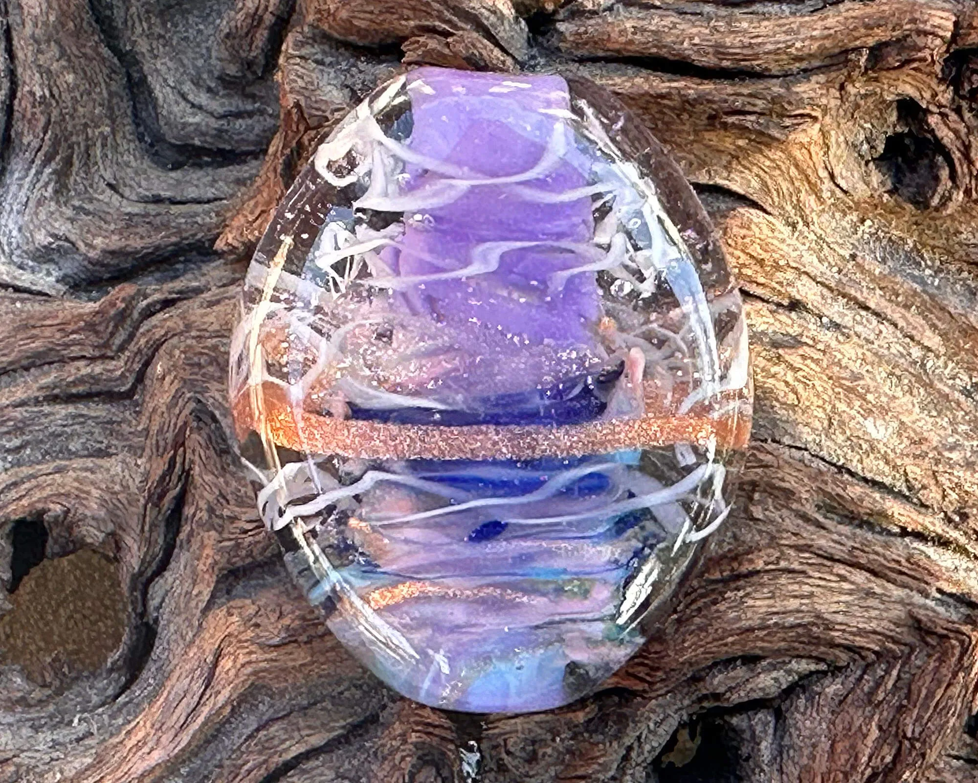 Lavender Purple Shimmer Lampwork Focal Bead SRA