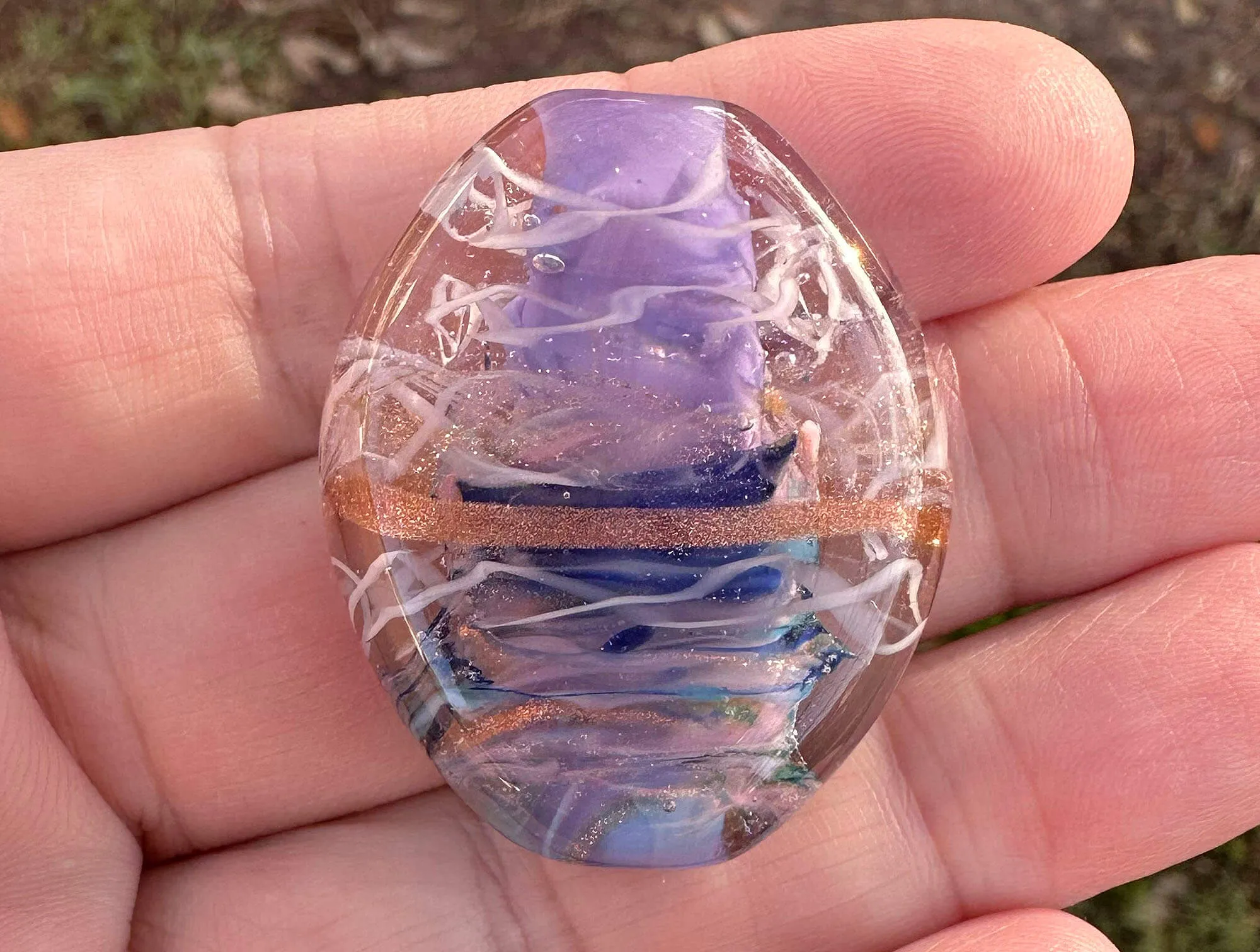 Lavender Purple Shimmer Lampwork Focal Bead SRA
