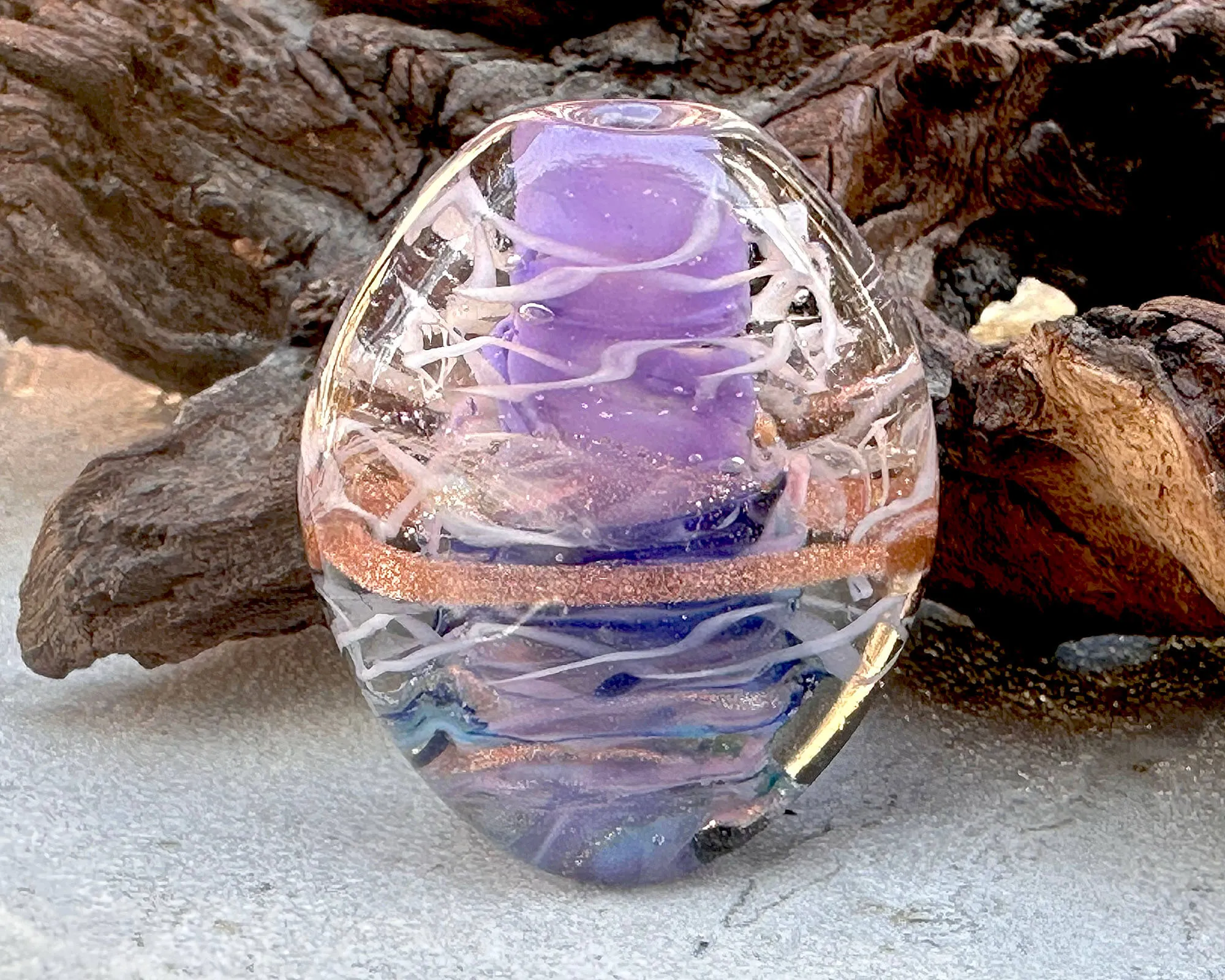 Lavender Purple Shimmer Lampwork Focal Bead SRA