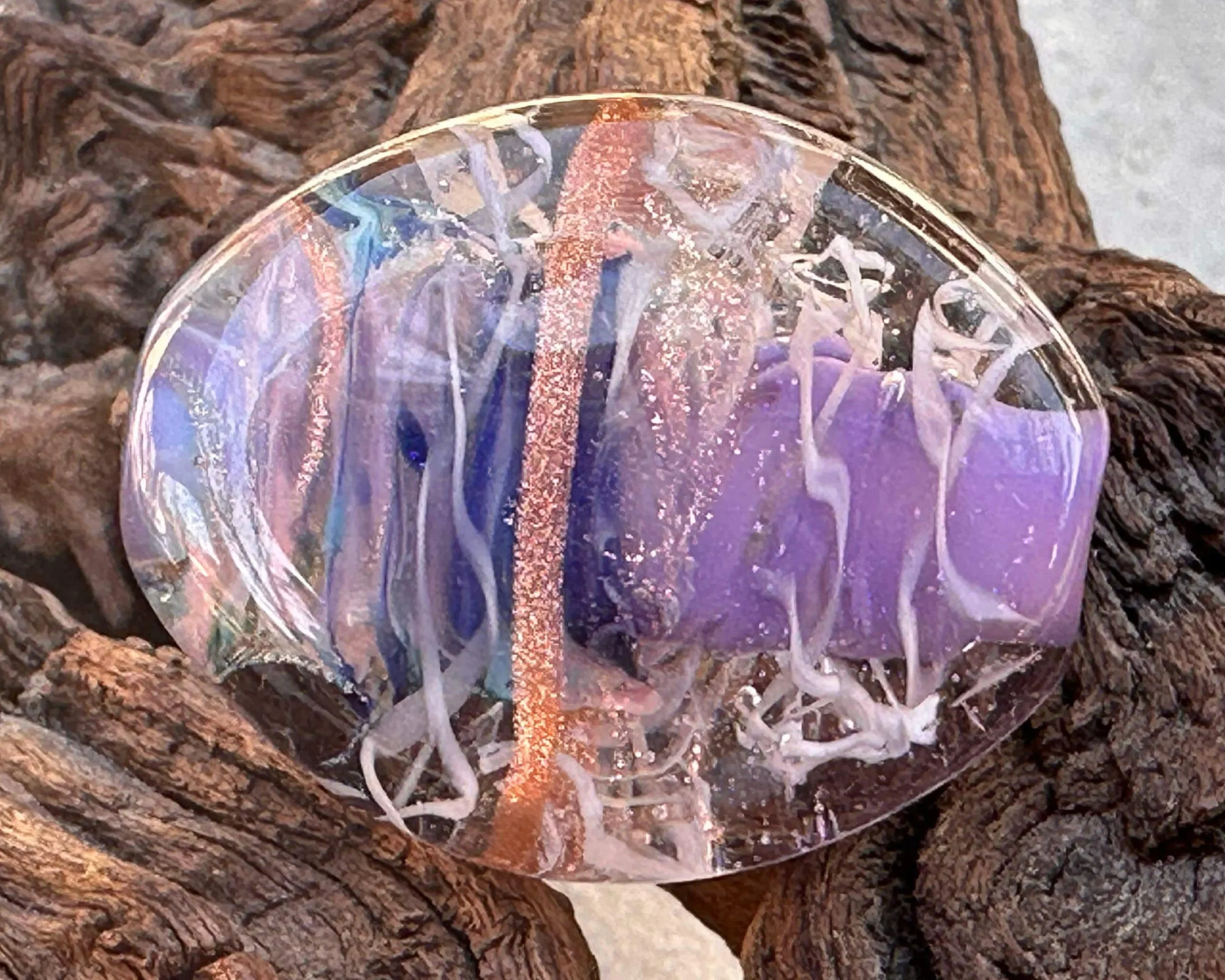 Lavender Purple Shimmer Lampwork Focal Bead SRA