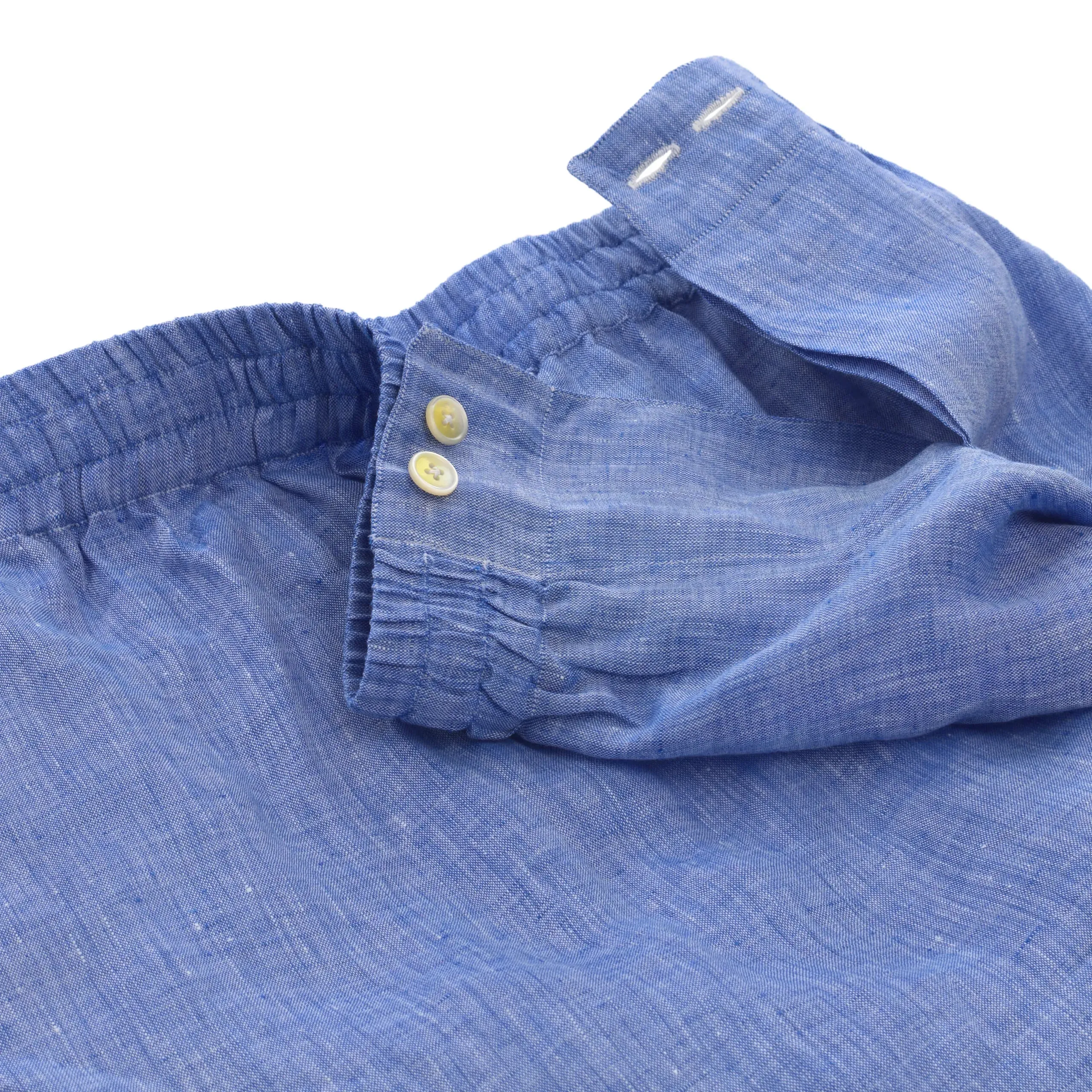 Linen Fabric Pyjamas in Light Blue
