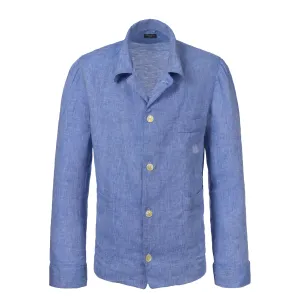 Linen Fabric Pyjamas in Light Blue
