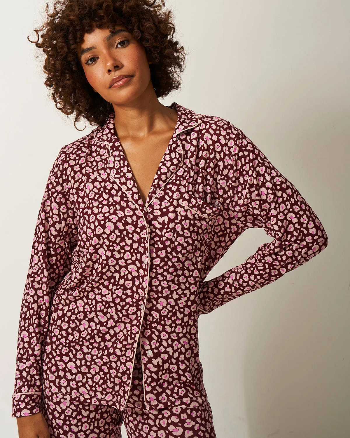 Long Pajama Set - Rouge Leopard