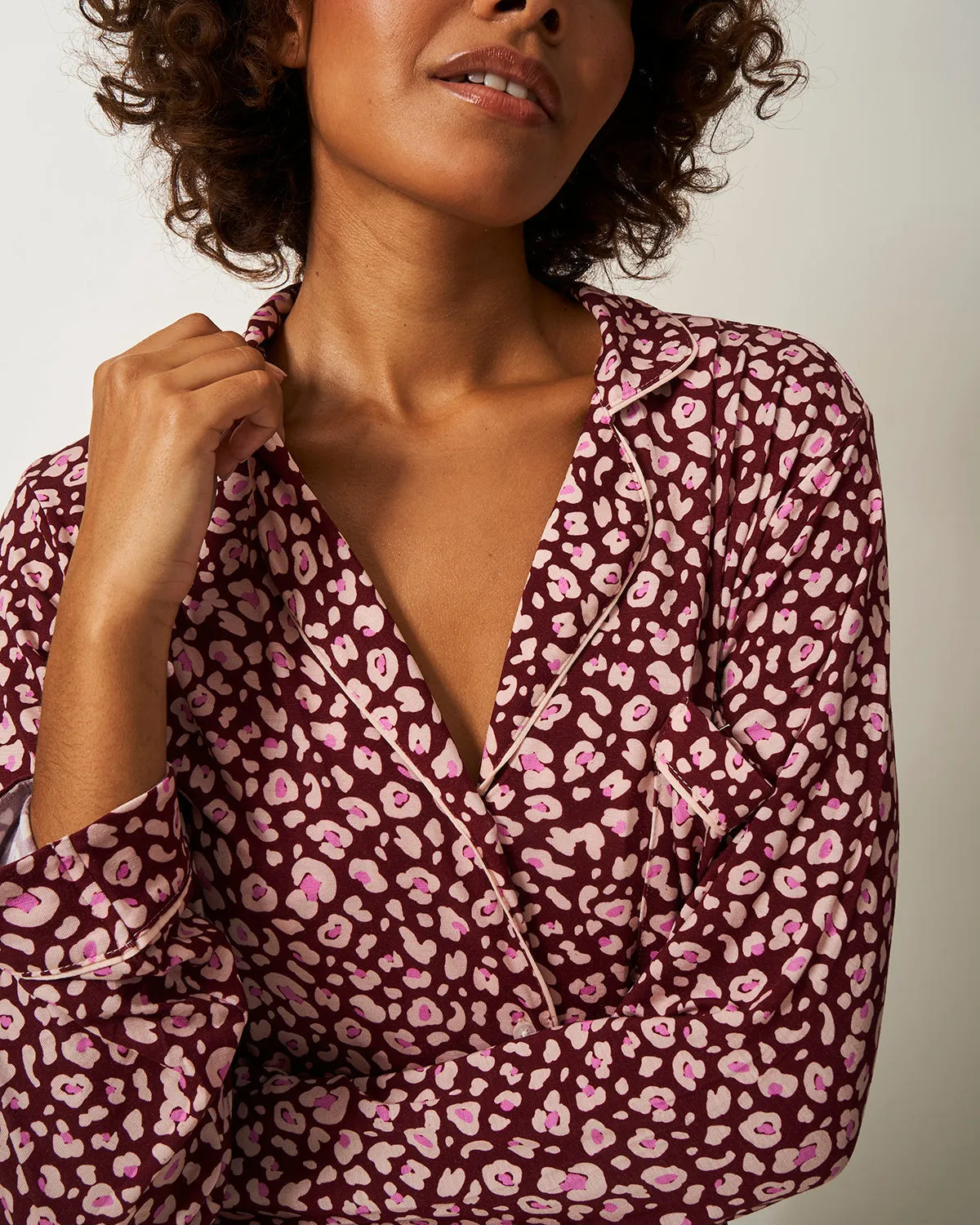 Long Pajama Set - Rouge Leopard