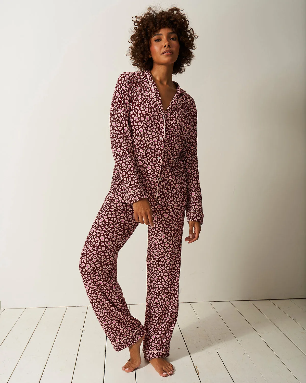 Long Pajama Set - Rouge Leopard