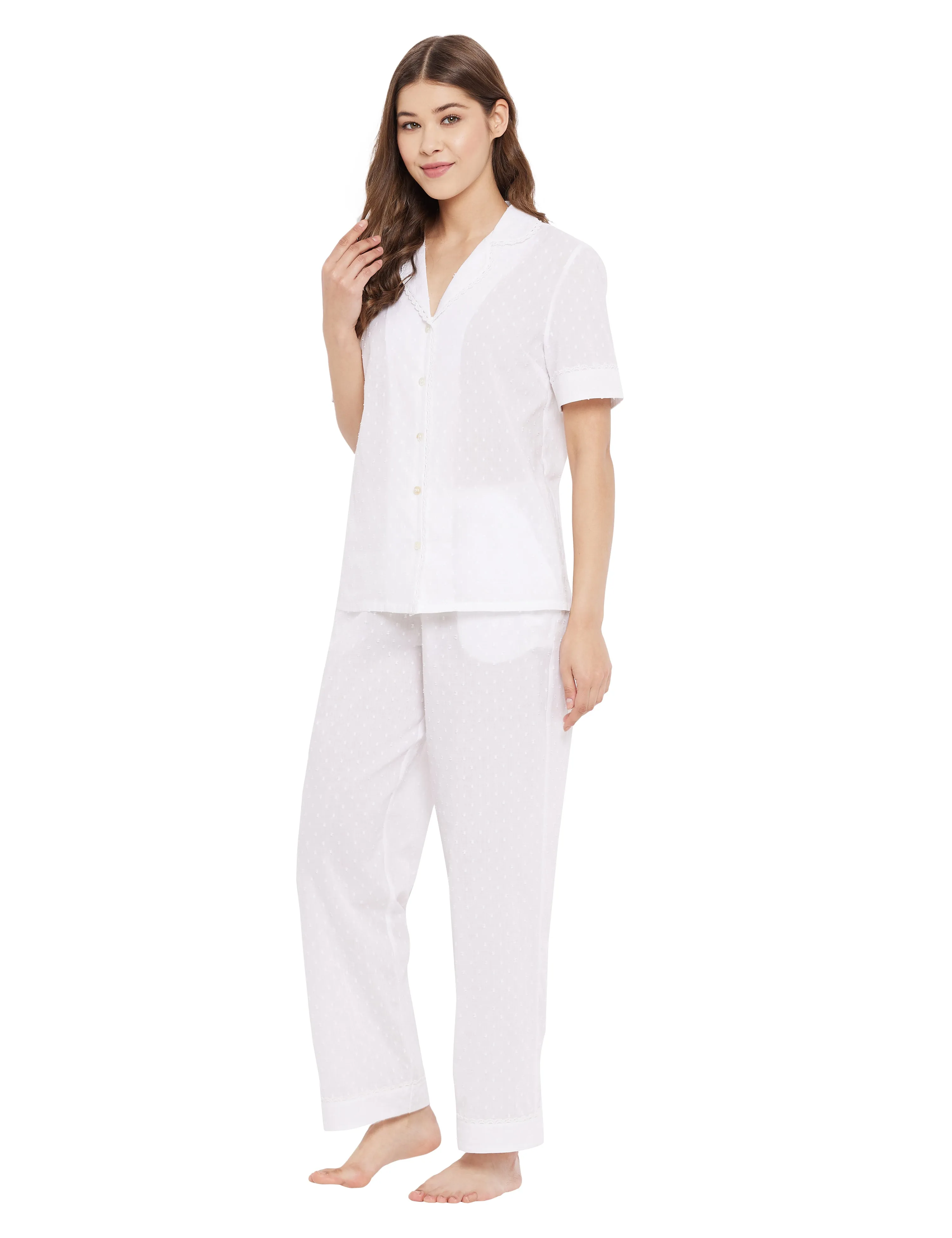 Martha Cotton Lace Half Sleeve Pyjamas Set