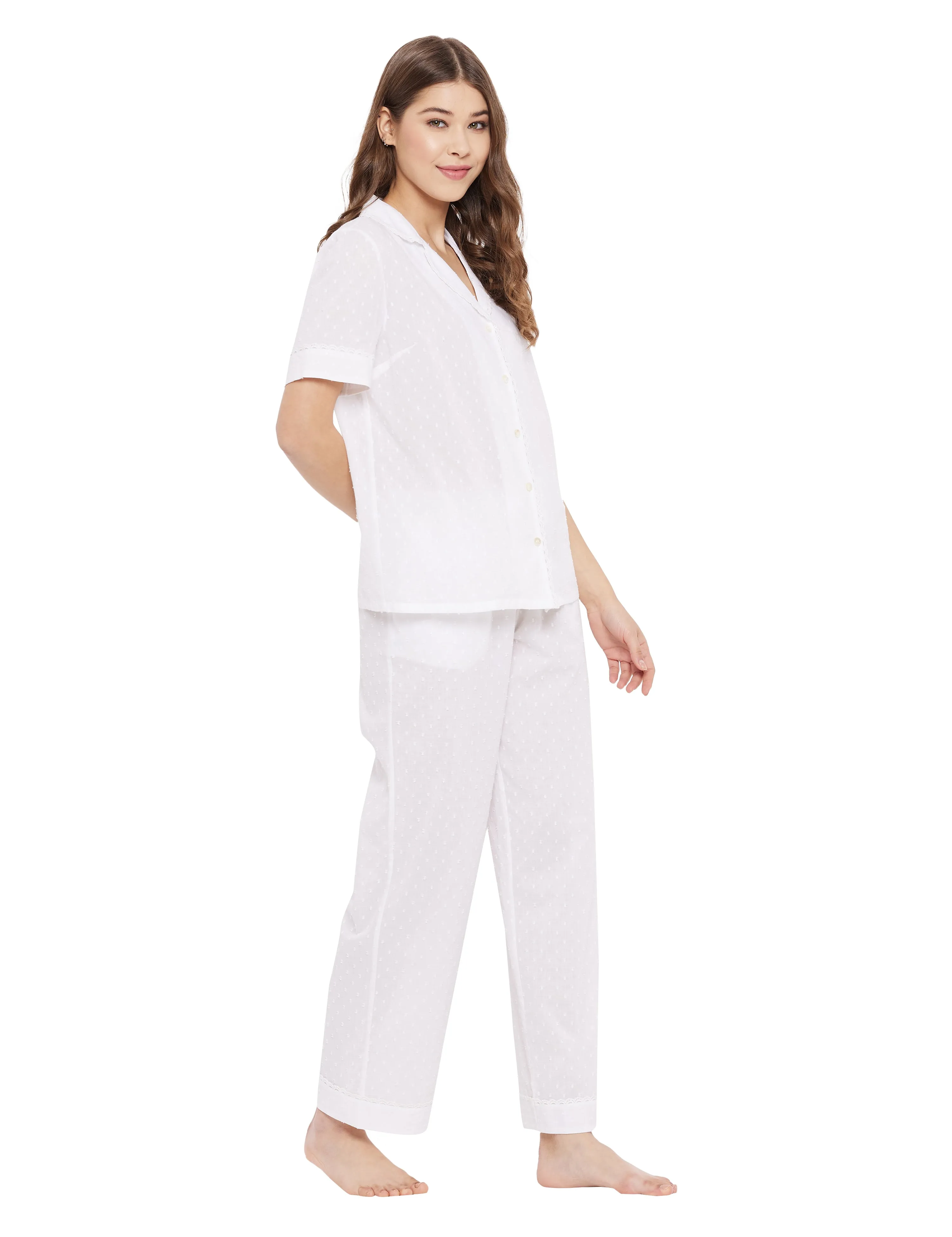 Martha Cotton Lace Half Sleeve Pyjamas Set