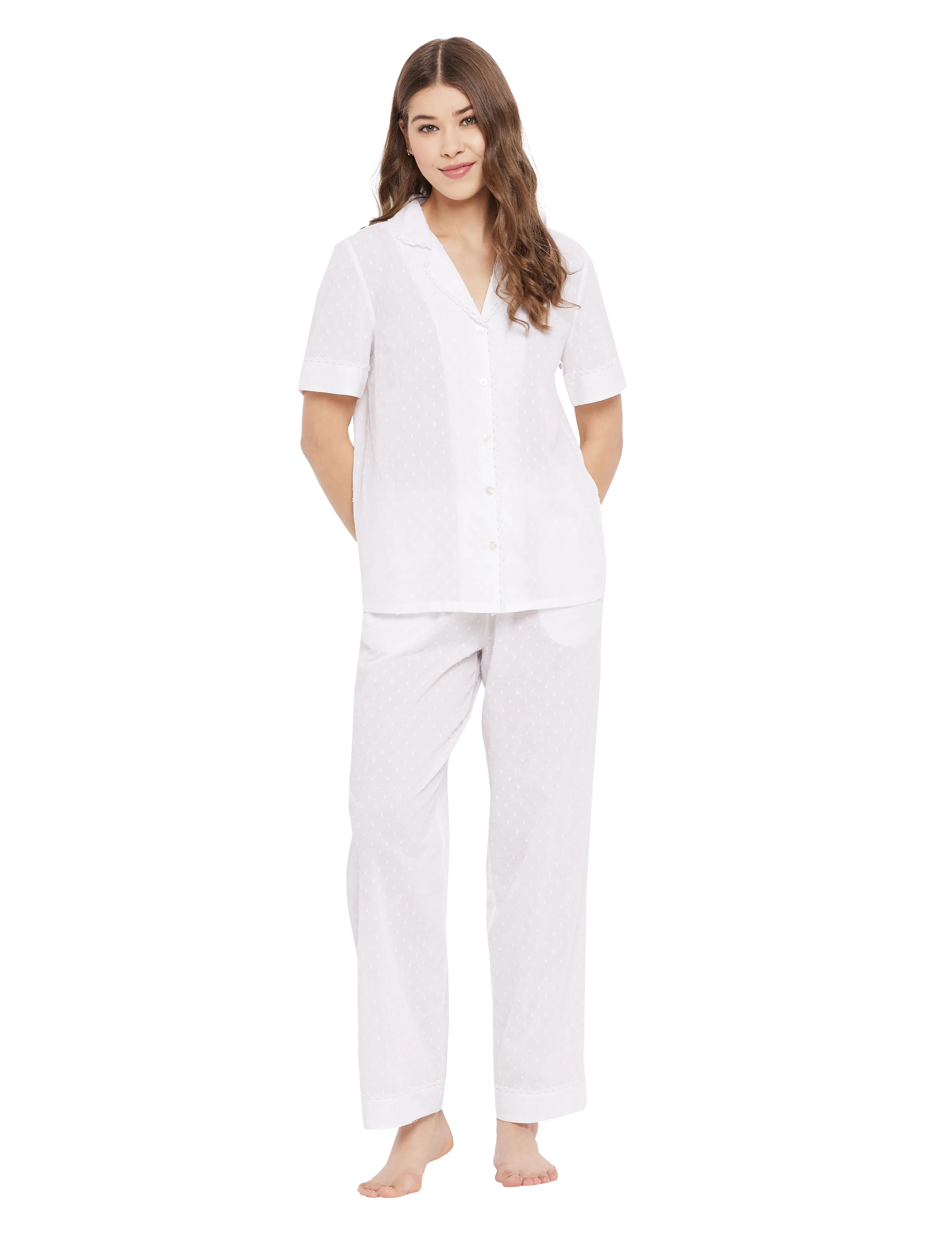 Martha Cotton Lace Half Sleeve Pyjamas Set