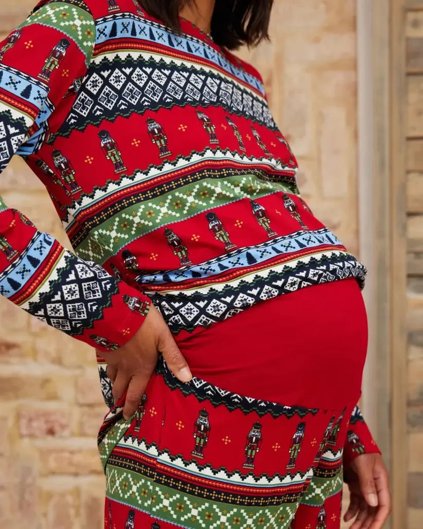 Maternity Christmas Nutcracker Fair Isle Print Long Pyjama Set