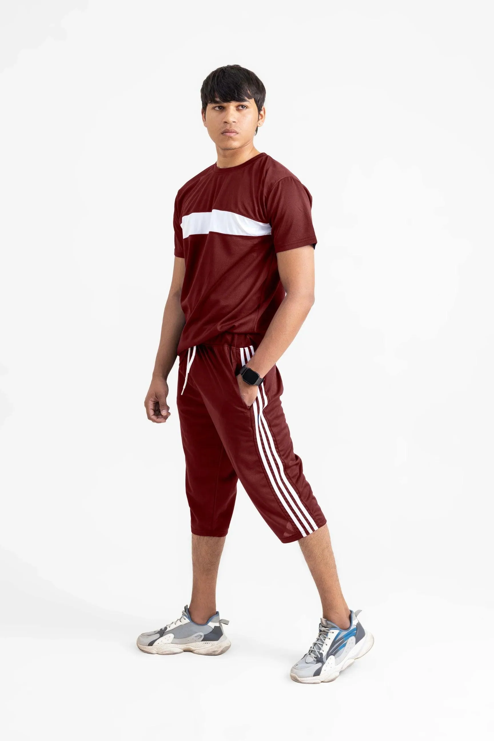Men's Dry Fit Track Suit (Short Sleeves) Maroon