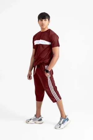 Men's Dry Fit Track Suit (Short Sleeves) Maroon