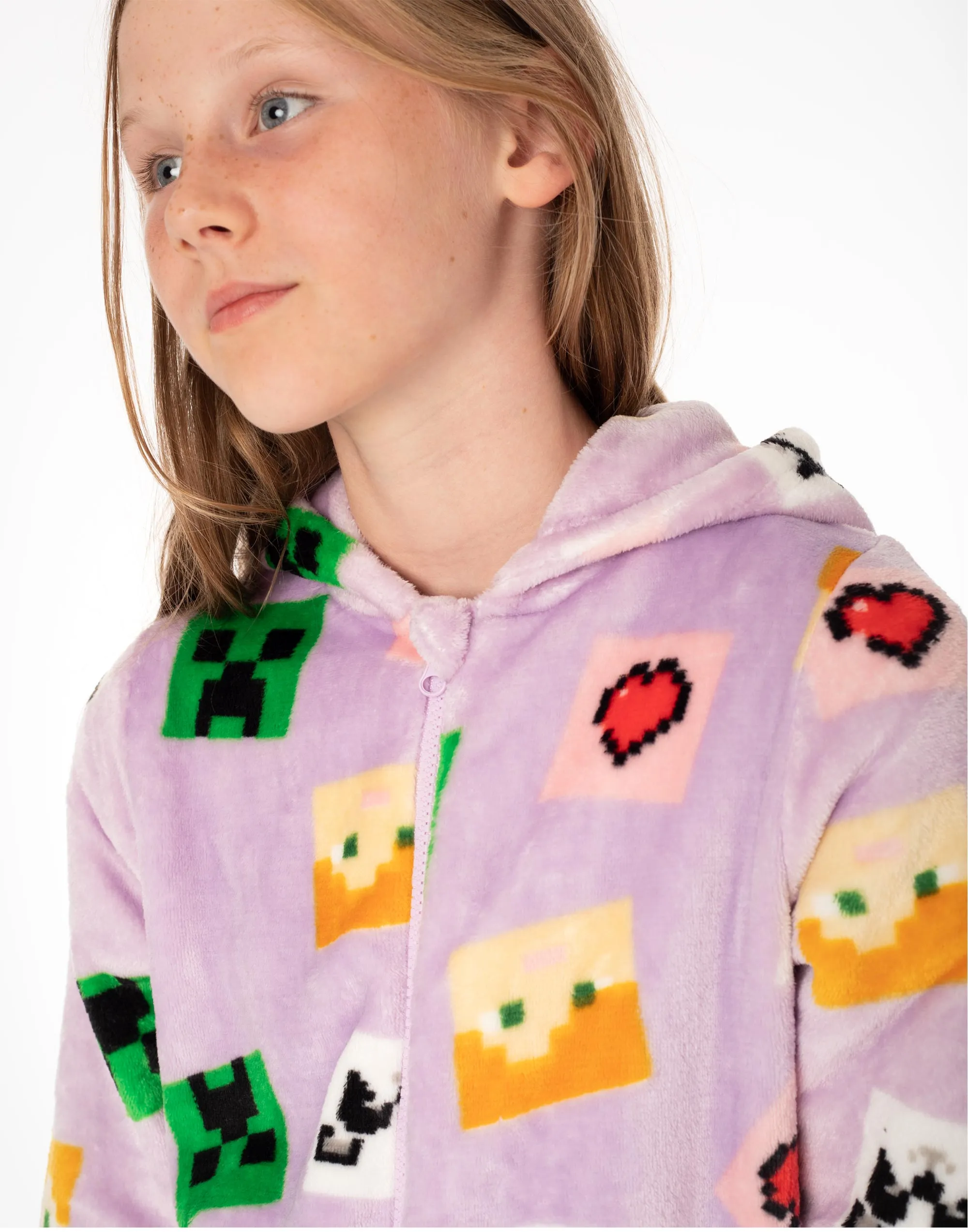 Minecraft Girls Purple All Over Print Onesie