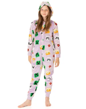 Minecraft Girls Purple All Over Print Onesie