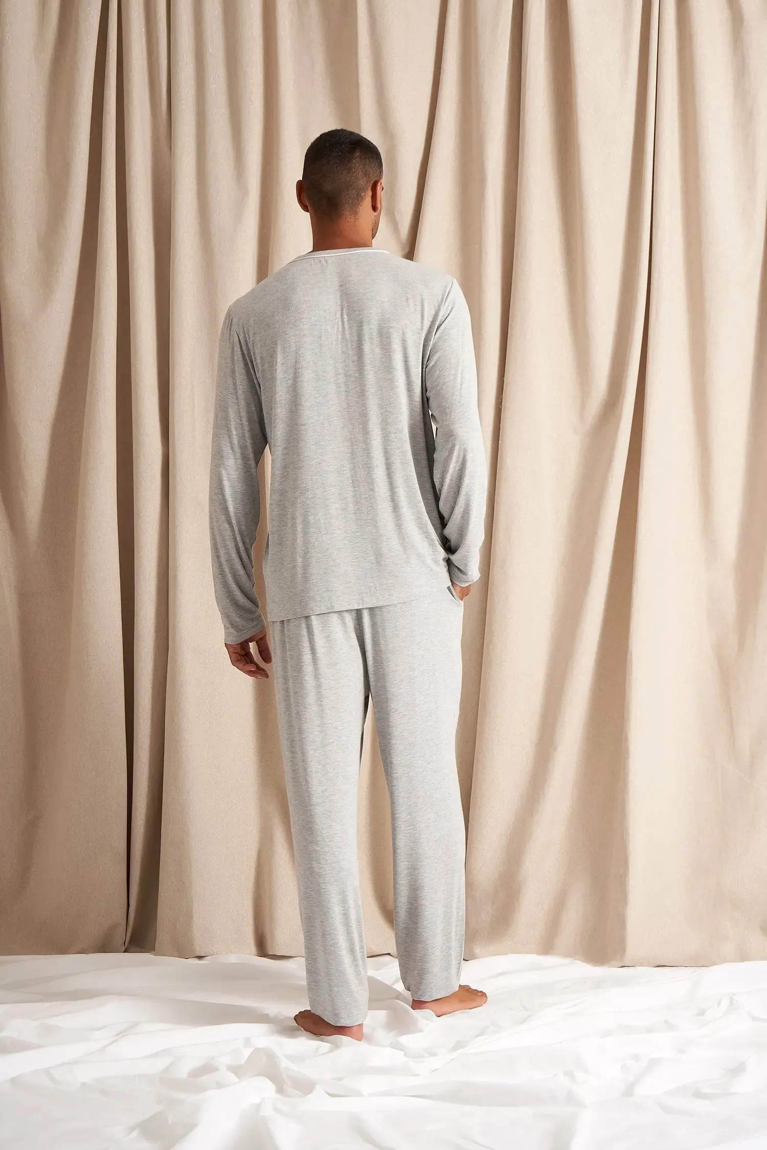 Mister You Bamboo Pyjama Set in Grey Marl