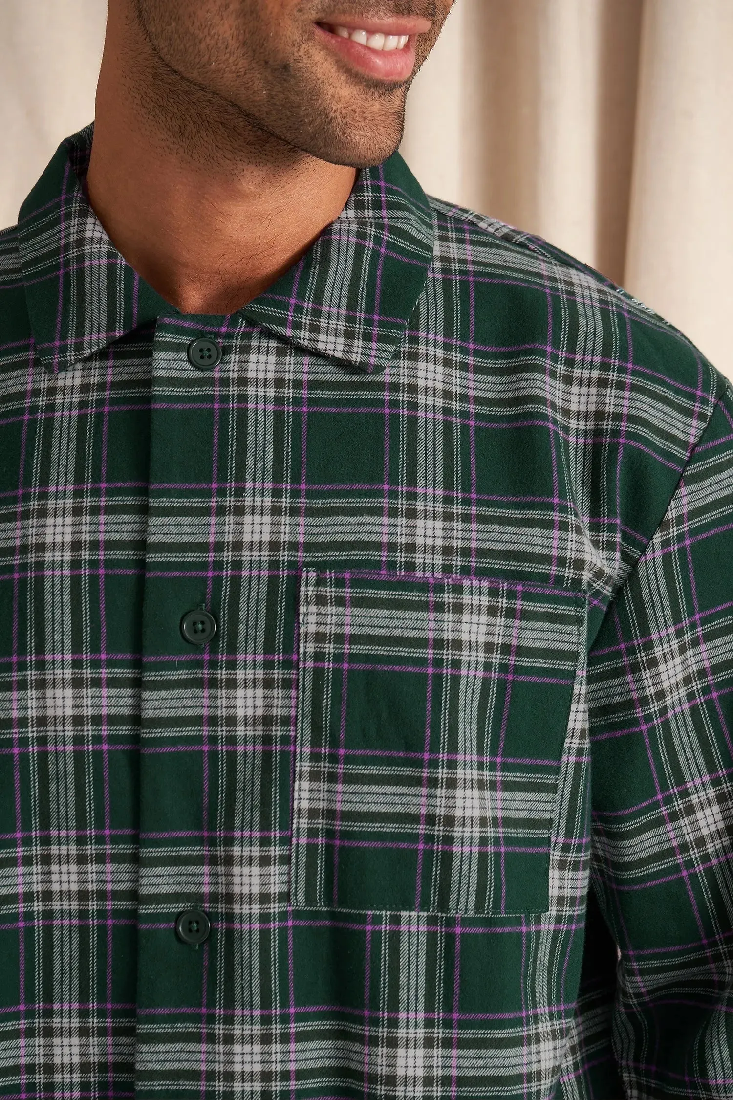 Mister You Plaid Pyjama Set in Green