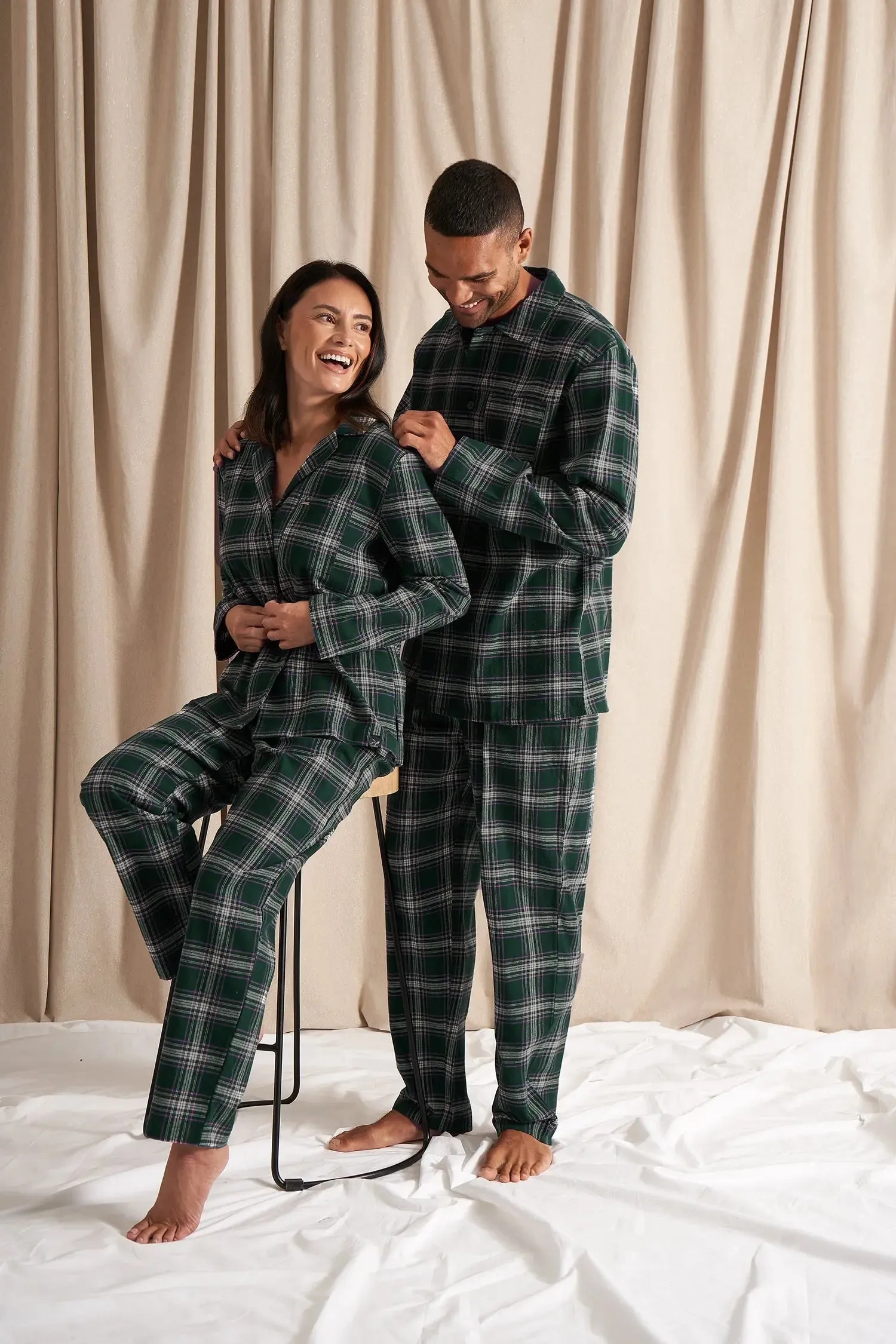 Mister You Plaid Pyjama Set in Green
