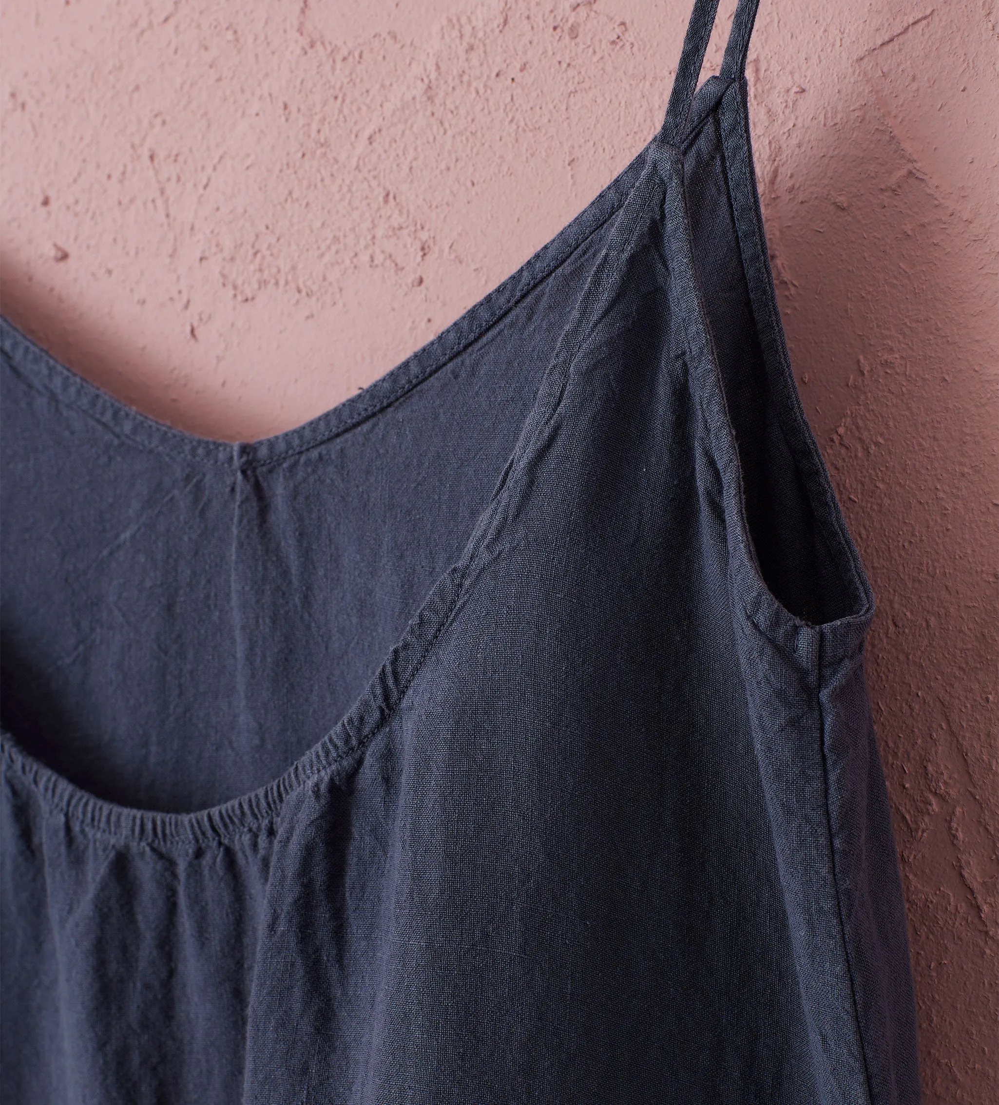 Navy Blue Willa 100% Linen Long Cami Nightie
