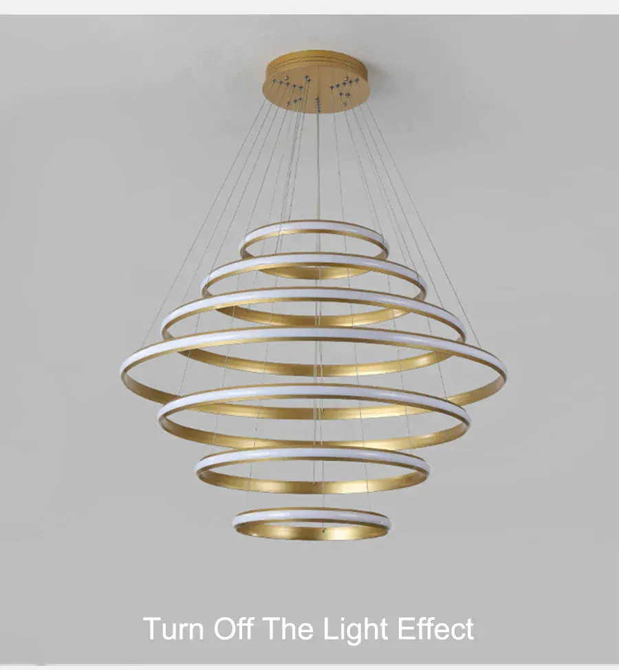 New Modern LED Pendant Lights Lliving Room Dining Black White Golden Coffee Rings Aluminum Body Ceiling Mounted Indoor Lamps De
