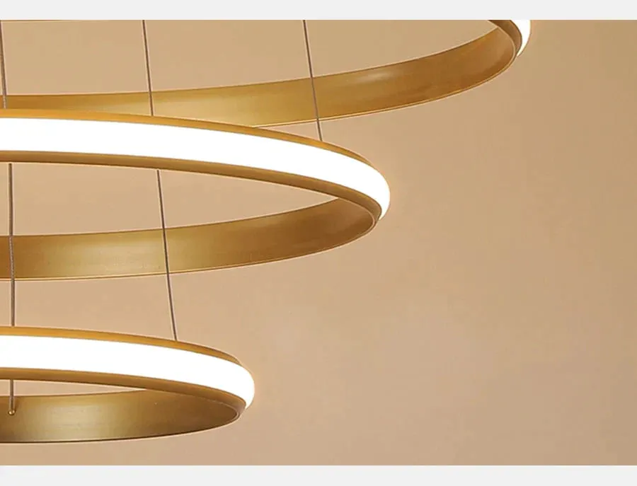 New Modern LED Pendant Lights Lliving Room Dining Black White Golden Coffee Rings Aluminum Body Ceiling Mounted Indoor Lamps De