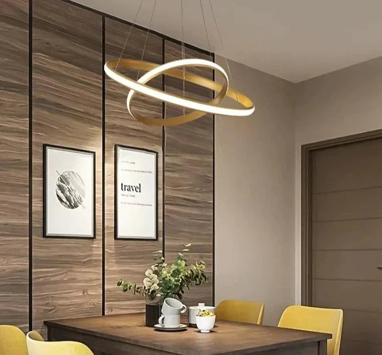 New Modern LED Pendant Lights Lliving Room Dining Black White Golden Coffee Rings Aluminum Body Ceiling Mounted Indoor Lamps De