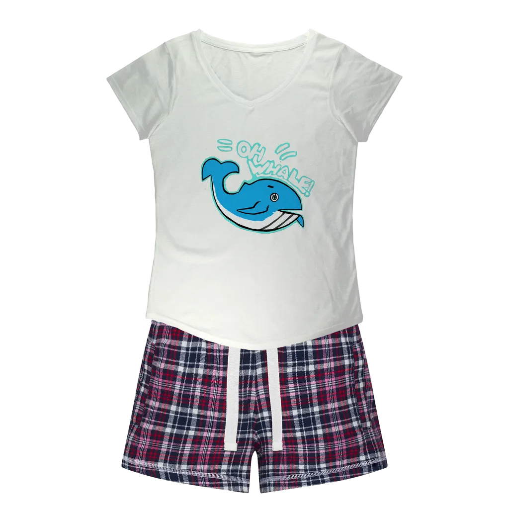 Oh Whale Women's Sleepy Tee and Flannel Short