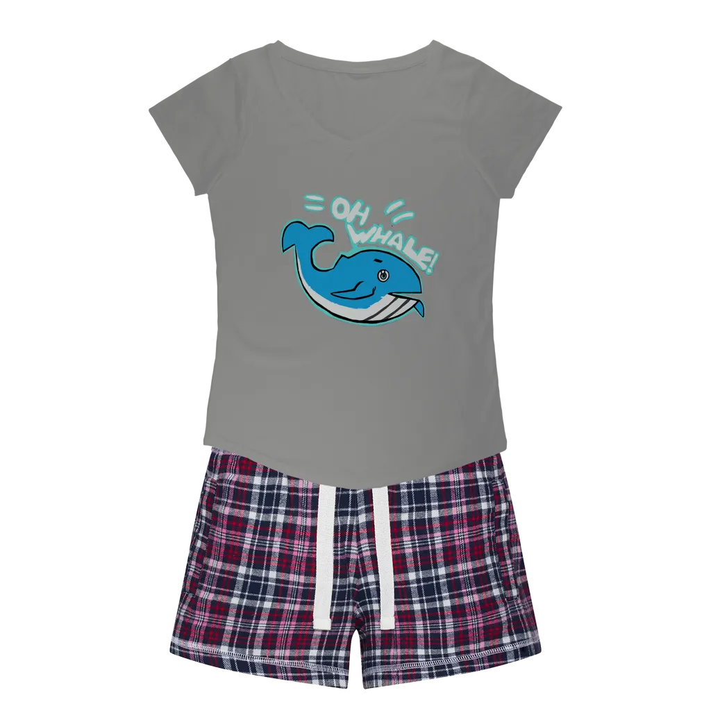 Oh Whale Women's Sleepy Tee and Flannel Short