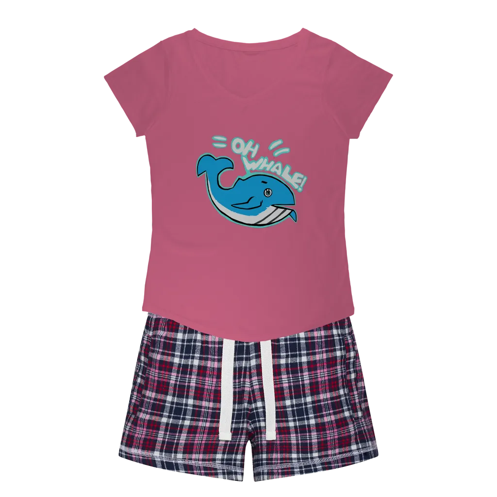 Oh Whale Women's Sleepy Tee and Flannel Short