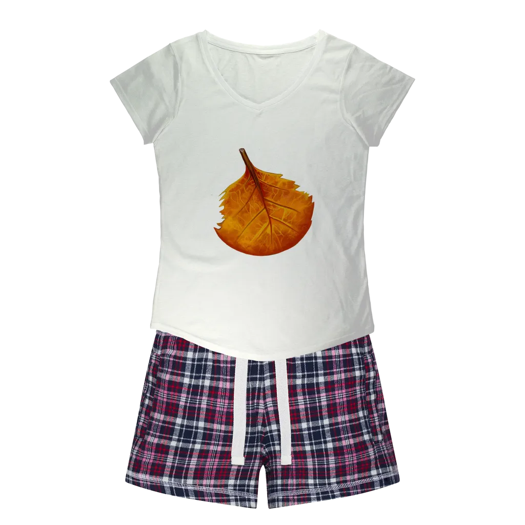 OrangeLeaf Women's Sleepy Tee and Flannel Short