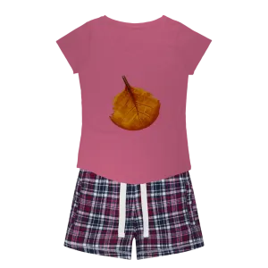 OrangeLeaf Women's Sleepy Tee and Flannel Short