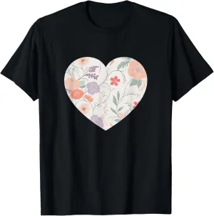 Pastel Floral Pattern Flowers Vintage Minimalist Graphic T-Shirt
