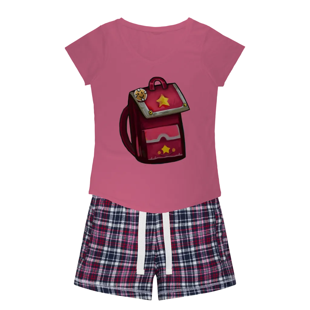 Pink Bag Women's Sleepy Tee and Flannel Short