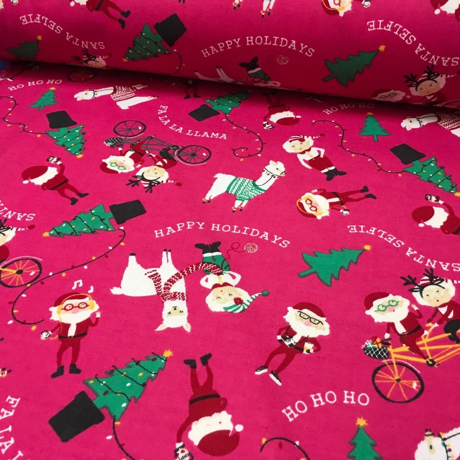 Pink Santa Cotton Wynciette Soft Brushed Flannel Fabric 56" Wide MK988-15