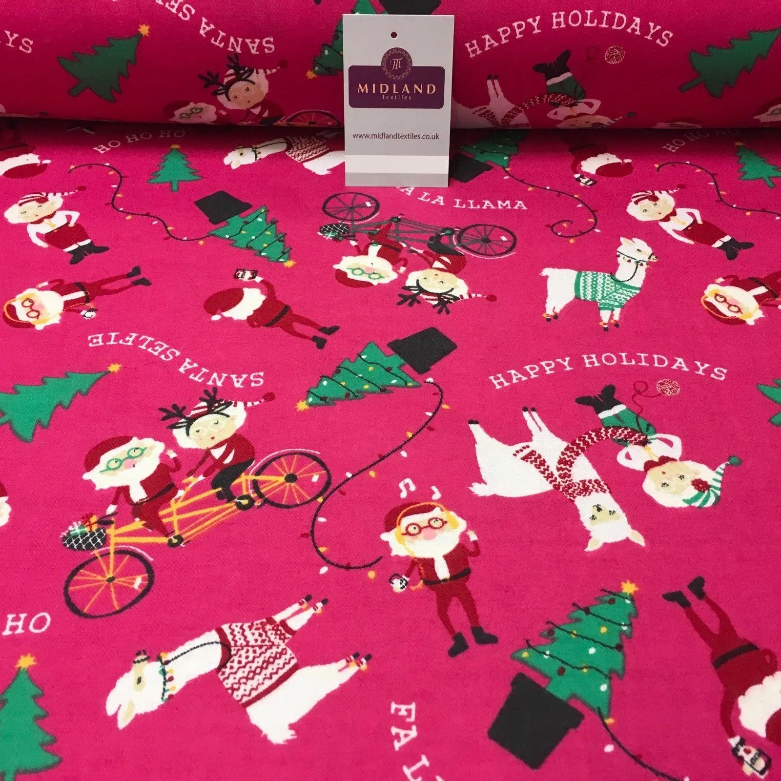 Pink Santa Cotton Wynciette Soft Brushed Flannel Fabric 56" Wide MK988-15