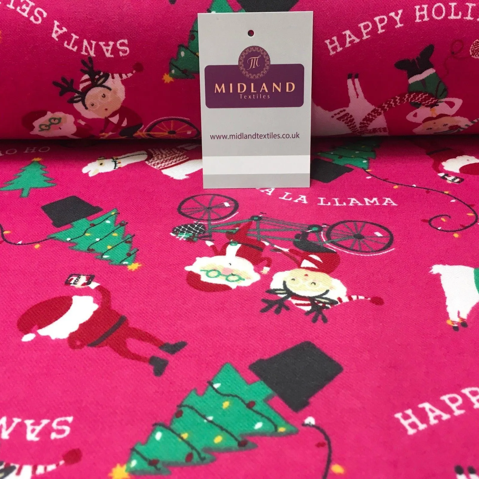 Pink Santa Cotton Wynciette Soft Brushed Flannel Fabric 56" Wide MK988-15