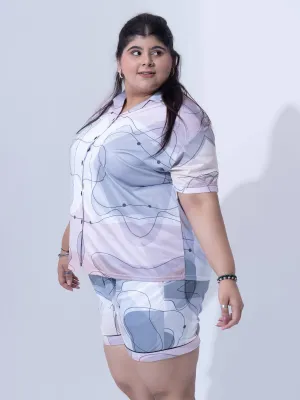 Plus Size Women Sleeping Beauty Satin Shorts Set